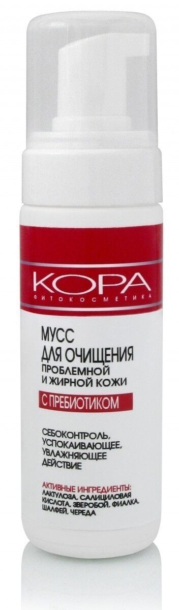 Мусс для очищения проблемной и жирной кожи с пребиотиком Kora